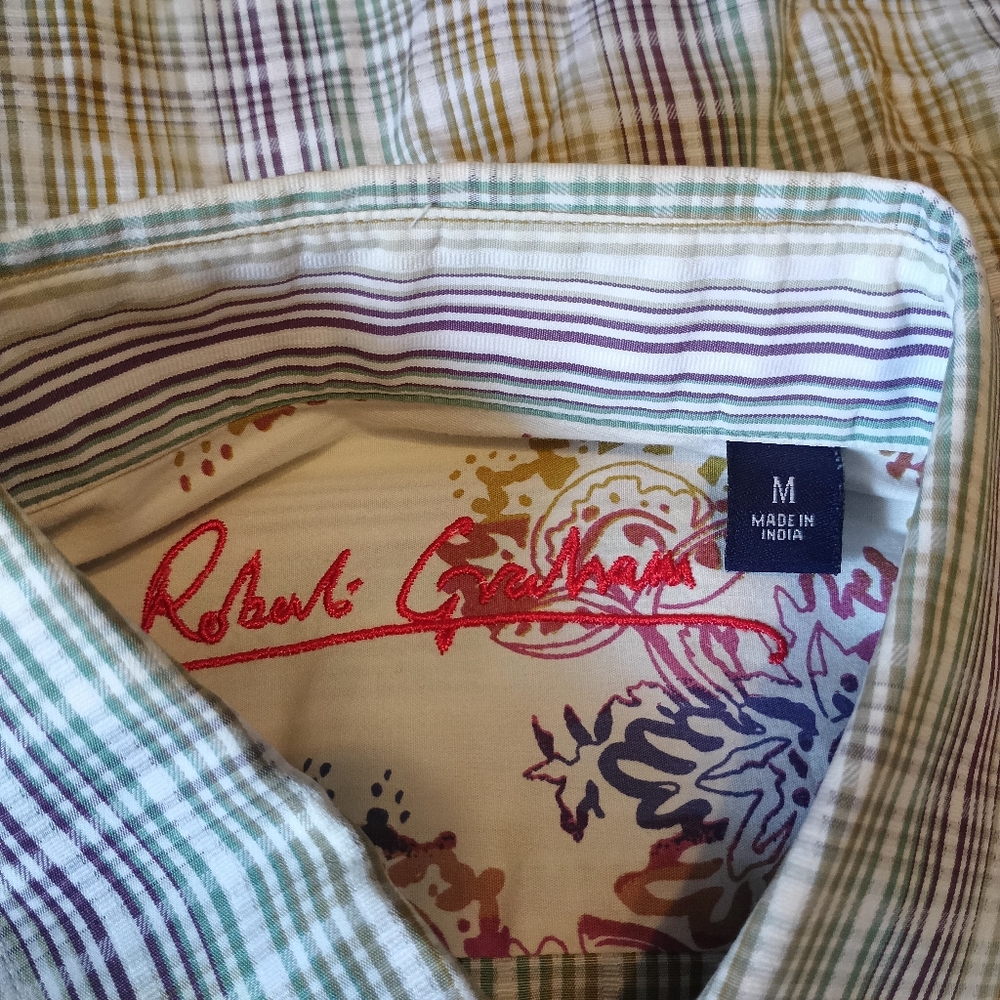 Robert Graham Button Down Medium Stripped With Ac… - image 8